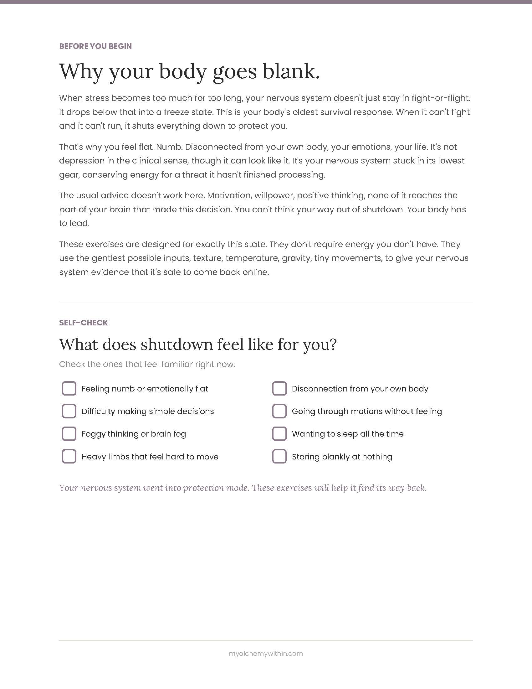 Before you begin self-check page