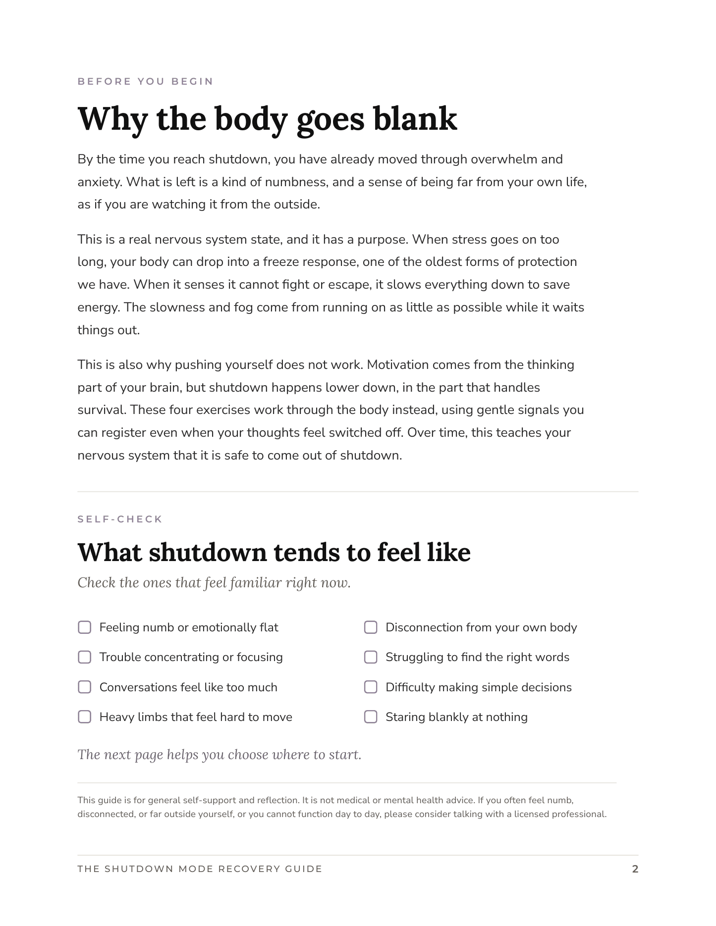 Before you begin self-check page