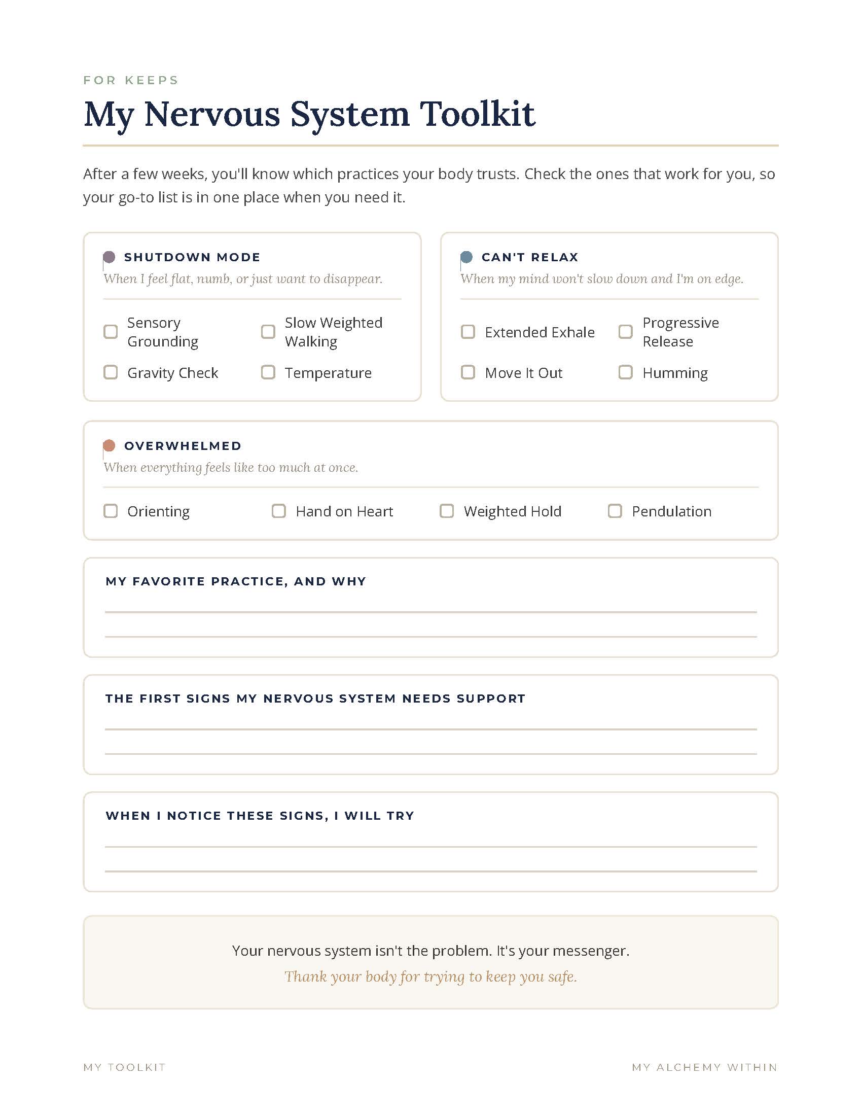 Keep-forever toolkit page